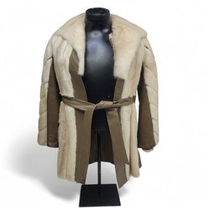Vintage David Green of Alaska fur and leather jacket,with a belted waist.